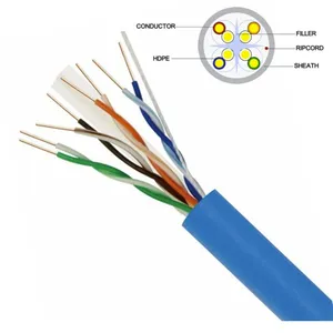 Cable LAN cat6A UTP interior CAT5e/Cat6/cat7 comunicación 23AWG 4 pares BC CCA Cable de conexión conductor cable de red Ethernet