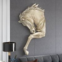 Décoration murale 3D, art à dessiner soi-même, décoration intérieure, statue de cheval à suspendre au mur, statue de cheval à moitié suspendue au mur