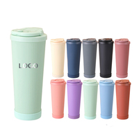 Nouvelle tasse à café isotherme en acier inoxydable 304 avec revêtement céramique, poignée en métal et couvercle 2-en-1 avec base en silicone