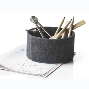 Boîte de rangement pliable carrée en feutre de haute qualité avec poignée en cuir et éléments en cuir véritable, style américain - Product Image 5