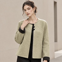 Manteau court élégant à col rond pour femme, style chinois avec boutons grenouille, vêtements d'hiver pour femme, personnalisable OEM/ODM