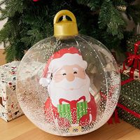 Vente flash - Décoration de Noël - Père Noël et bonhomme de neige lumineux à LED - Grande boule de Noël gonflable de 23,6 pouces avec particules de mousse
