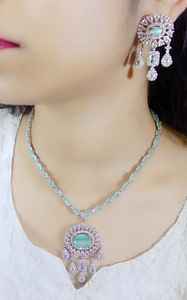 Long Traditional AD Choker and <b>Necklace</b> Set Designer Bridal Jewelry Collection for Weddings Gold As Main Material - Product Image 5