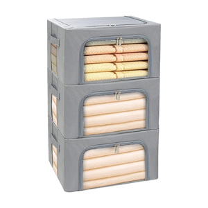 Boîte de rangement pliable en tissu rectangulaire avec fenêtre transparente, capacité supérieure à 35L, style américain, organisateur de vêtements et de jouets - Product Image 1