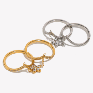 Anillo de Doble Capa con Flores Dreamshow, Chapado en Oro, Joyería de <span class=keywords><strong>Moda</strong></span> 2026, Nuevo Producto en Venta, Personalización al por Mayor - Product Image 3