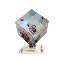Cubo de cristal para regalo de boda, marco de foto en blanco para sublimación, impresión por transferencia de calor