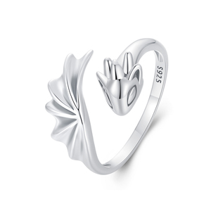 Anillo abierto de Dragón Volador Retro de Plata de Ley 925, anillo de dedo 3D oxidado para mujer, joyería fina, regalo de fiesta SCR1017 - Product Image 1