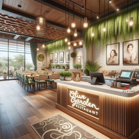 Comptoir de bar de restaurant moderne avec éclairage LED doré et design de vitrine, comptoir de bar lumineux à LED
