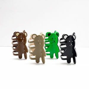 Barrette à cheveux en acétate personnalisée en forme d'ours de 6,8 cm, design animal mignon, pince à mâchoires, couleur et motif personnalisables, unisexe - Product Image 1