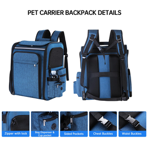 Small Portable Pet Carrier <b>Backpack</b> Oxford Zipper Airline Approved Expandable <b>Foldable</b> Animal Print Plastic Outdoor Pet Travel - Product Image 5