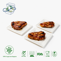 Assiette carrée en bagasse moulée 100 % premium avec surface résistante à la graisse, vaisselle jetable pour pique-nique et fêtes