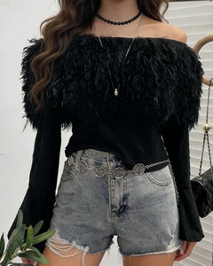 Camiseta Corta de Algodón para Mujer, Ajustada, con Mangas Abullonadas, sin Tirantes, Sexy y Elegante, para Otoño, Marca <span class=keywords><strong>ZONA</strong></span> - Product Image 2