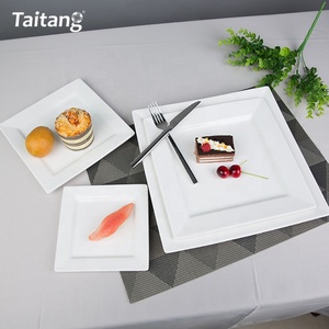 Fiesta de boda vajilla suministros cuadrado <span class=keywords><strong>blanco</strong></span> de cerámica de cena de placas para Hotel - Product Image 3
