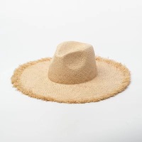Chapeau de plage en raphia avec pompon, vente en gros