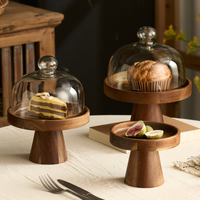 Plateau de présentation personnalisé en bois d'acacia pour desserts, plateau à charcuterie, support sur piédestal pour aliments