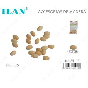 Perline ovali in legno ILAN 12x8mm per accessori di abbigliamento - Product Image 1