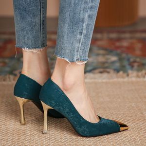 Sandalias de Tacón Alto con Punta de Acero en Tallas Pequeñas/Grandes, Zapatos de Oficina, Color Verde Medio - Product Image 5