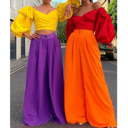 women going out outfits summer fashion two piece sets wide leg trousers & top 763477