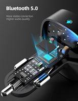 Transmisor BT FM Adaptador de coche con cargador USB dual Radio inalámbrica Kit de coche Reproductor de MP3 Compatible con tarjeta TF y disco USB