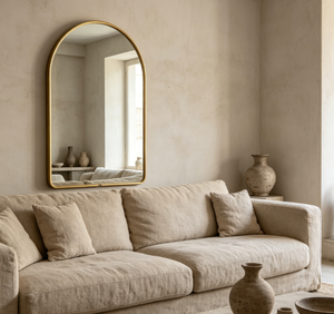 Arched Wall <b>Mirror</b> Gold Frame Modern Wooden 5mm Thick Vanity Decorative <b>Dressing</b> <b>Table</b> Electricity-Free <b>for</b> Bedroom - Product Image 3