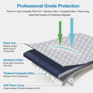 Housse de pare-brise de <span class=keywords><strong>voiture</strong></span> matelassée à 4 couches avec doublure en polaire, imperméable, isolation thermique, protection de la <span class=keywords><strong>vitre</strong></span> avant de la <span class=keywords><strong>voiture</strong></span> pour l'<span class=keywords><strong>hiver</strong></span> - Product Image 4