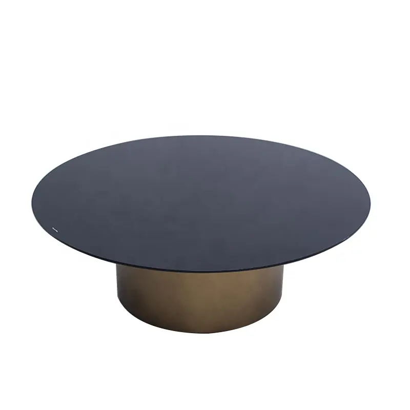 Wholesale Furniture Mid-century Design Modern Glass Coffee Tables Gold Steel Stainless Living Room Metal Center Tea Table Round