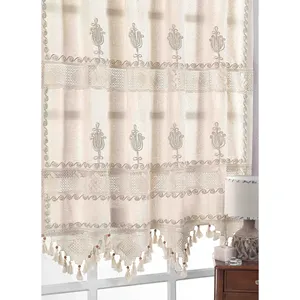 Authentic Traditional Motif Lace Tassel Valance Elegant Unisex <b>Curtains</b> for Home Decor Multi-color 300x200 250x200 200x200 - Product Image 1