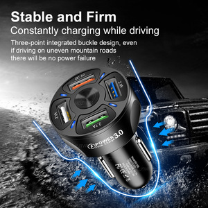 ที่ชาร์จโทรศัพท์มือถือในรถยนต์คุณภาพสูง QC3.0 ชาร์จเร็ว 4 พอร์ต USB สำหรับ iPhone Samsung แท็บเล็ต ชาร์จเร็ว - Product Image 4