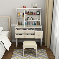 Offre Limitée : Ensemble Coiffeuse en Bois Durable avec Tiroirs et Miroir Rabattable, Idéal pour Dressings et Chambres