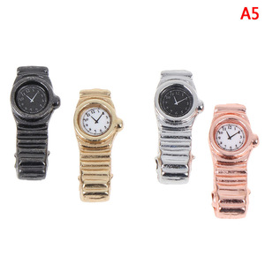 Montre miniature en métal, accessoire pour maison de poupée, échelle 1:12, modèle de jouet DIY, montre-bracelet décorative unisexe pour maison de poupée - Product Image 3