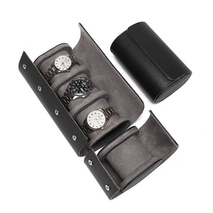 OEM logo da đồng hồ CuộN PU lưu trữ hiển thị da du lịch di động 1 2 3 trường hợp đồng hồ hộp - Product Image 4