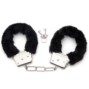 BDSMステンレス鋼ロッキングハンドカフ毛皮のようなぬいぐるみハンドカフボンデージ拘束コスプレシャックルカップルのための大人のおもちゃ - Product Image 6