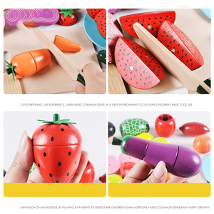 Ensemble de cuisine pour enfants de haute qualité Jouets de fruits <span class=keywords><strong>et</strong></span> légumes en baril Offre Spéciale fruits <span class=keywords><strong>et</strong></span> légumes en bois colorés - Product Image 4