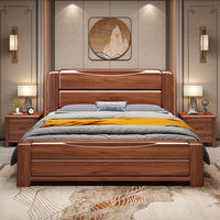 Lit mural moderne en bois massif avec plateforme, grand tiroir de rangement, finition noyer, taille King Size, pour chambre principale
