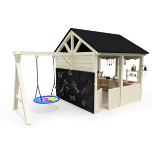 Trẻ Em Ngoài Trời Rắn Gỗ Playsets Không Thấm Nước Nhà Chơi Thiết Kế Phong Cách Bằng Gỗ Sân Sau Chơi Nhà Với Cầu Thang Và Trượt - Product Image 1