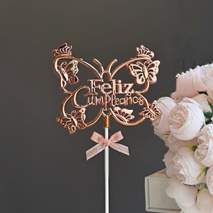 ท็อปเปอร์เค้กอะคริลิครูปผีเสื้อน้ำผึ้งและความหวานปลั๊กอินเค้กตกแต่งวันเกิดแบบสเปน - Product Image 3