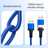 Câble USB personnalisé avec logo 4 en 1, type C vers C, câble de charge USB C court en nylon tressé coloré, porte-clés pour cadeaux d'entreprise