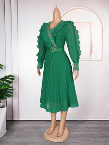 ชุดเดรสผู้หญิงไซส์ใหญ่สไตล์แอฟริกันแบบใหม่ พร้อมดีเทลขอบไม้และผ้าชีฟองจีบแฟชั่น - Product Image 5