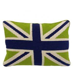 Funda de almohada de terciopelo de lujo, azul, verde y blanco, Unión Jack - Product Image 1