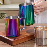 Tasse à lait pour barista en acier inoxydable 304, réutilisable, écologique, résistante au lave-vaisselle, couleur personnalisée, pour espresso et latte art