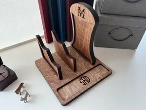 JUNJI Personalized Wooden Headphones Holder And Controller Stand Unique Wood PS5 Controller Organizer For Men Gift