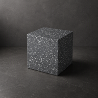 Table basse en terrazzo naturel gris foncé, bloc de pierre moucheté, mobilier de salon moderne et minimaliste, personnalisable OEM
