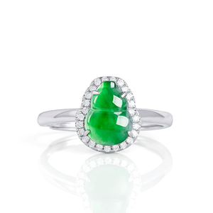 S925 <b>silver</b> <b>ring</b> <b>set</b> with natural A-grade jadeite lotus-shaped green ice-grained jade, women's style, adjustable design - Product Image 3