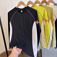 T-shirt à manches longues pour homme, à séchage rapide, à blocs de couleur, à manches raglan, pour l'extérieur |   Haut de sport décontracté et de randonnée anti-humidité