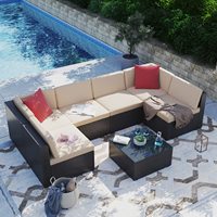 Yoho Factory Outdoor Rattan-Gartenmöbel-Set Modernes Design Garten-Rattan-Sofa Stahlrahmen Essgruppe Umweltfreundlich Wasserdicht