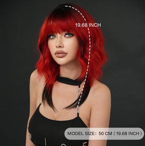 Anxin verde, rosso, parrucca di coda di lupo di colore arancione, capelli ricci delle donne alla moda lunghi fino alle spalle - Product Image 3