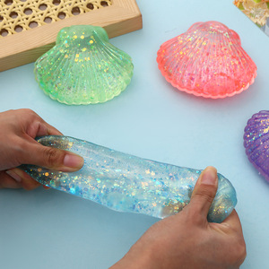 High Quality TPR Maltose Glitter Seashell Gold Powder Shell <b>Squishy</b> Promotional Gift Decompression Toys for Kids and Adults - Product Image 1