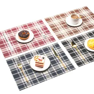 格子方形聚氯乙烯餐垫餐桌编织可洗餐垫