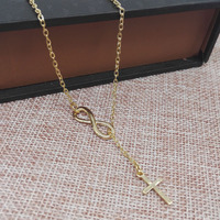 KISSWIFE Collier Pendentif Chaîne Infinie Simple Croix 8 pour Femmes Filles Bijoux Tendance Mariage Fête