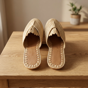 Sandalias de Rafia con Decoración de Borlas, Diseño a Rayas, Punta Abierta, Transpirables, para Verano, Interior, con Forro de Cuero Genuino - Product Image 3